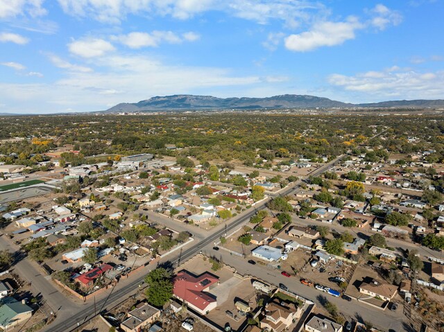 drone / aerial view featuring a mountain view and a residential view