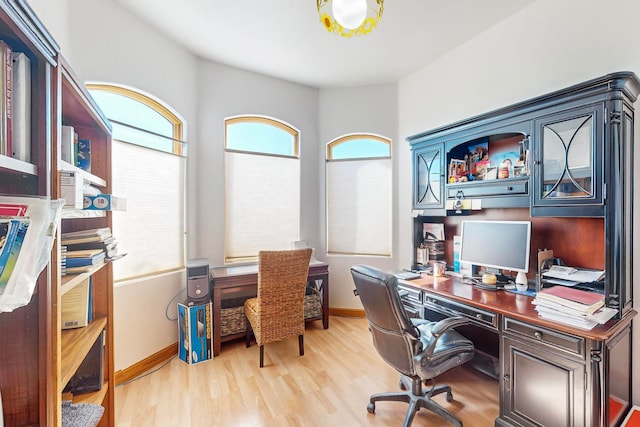 office with light hardwood / wood-style floors