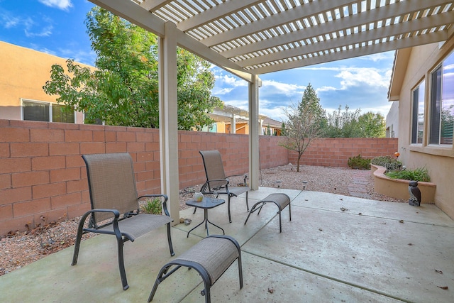 view of patio / terrace featuring a pergola