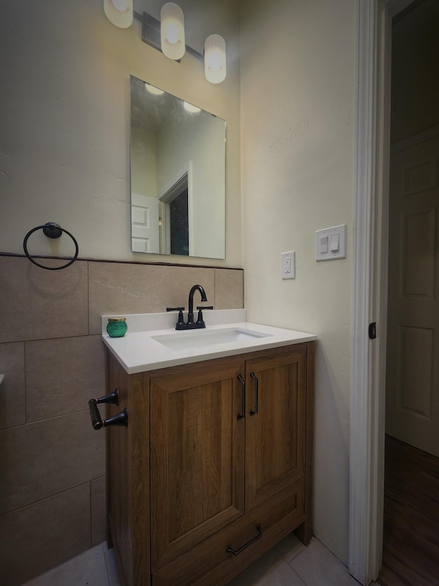 bathroom featuring vanity and tile patterned flooring