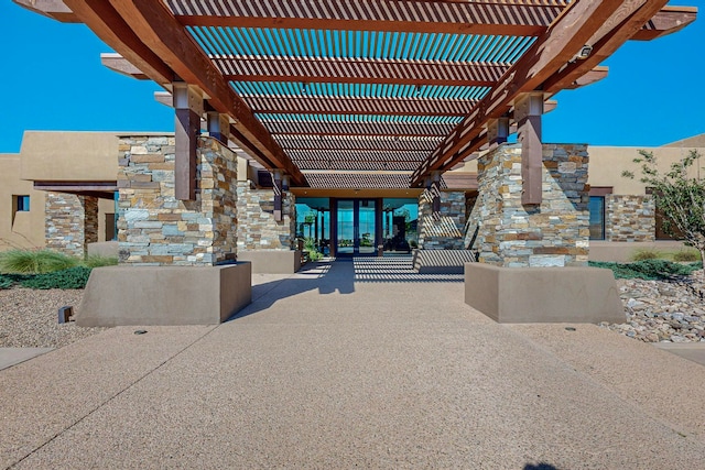 view of patio with a pergola