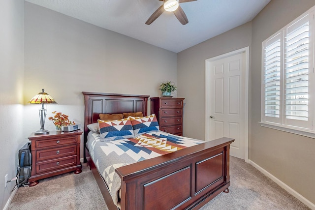 bedroom with carpet and ceiling fan