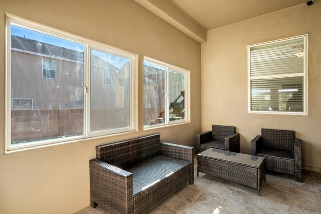 interior space with an outdoor hangout area