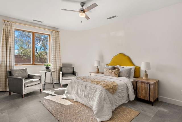 bedroom featuring ceiling fan