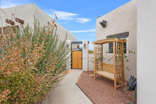 exterior space with a pergola