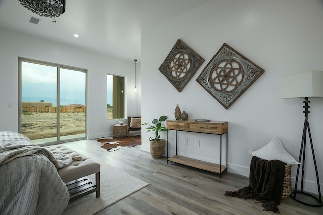 living area featuring hardwood / wood-style flooring