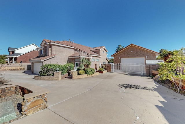 exterior space with a garage