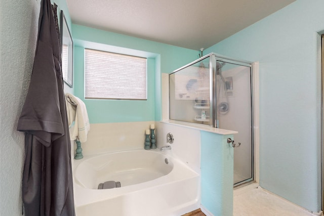 bathroom with plus walk in shower