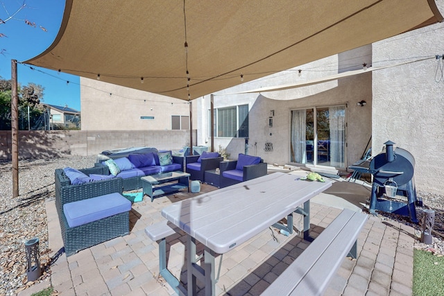 view of patio / terrace featuring grilling area and an outdoor hangout area