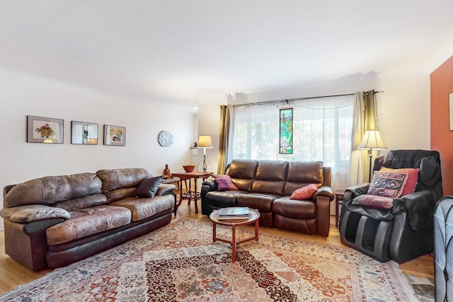 living room featuring light hardwood / wood-style floors