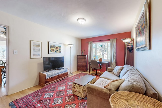 living room featuring light hardwood / wood-style flooring