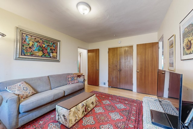 living room with light wood-type flooring