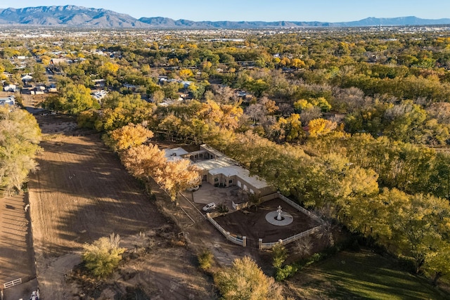 birds eye view of property with a mountain view