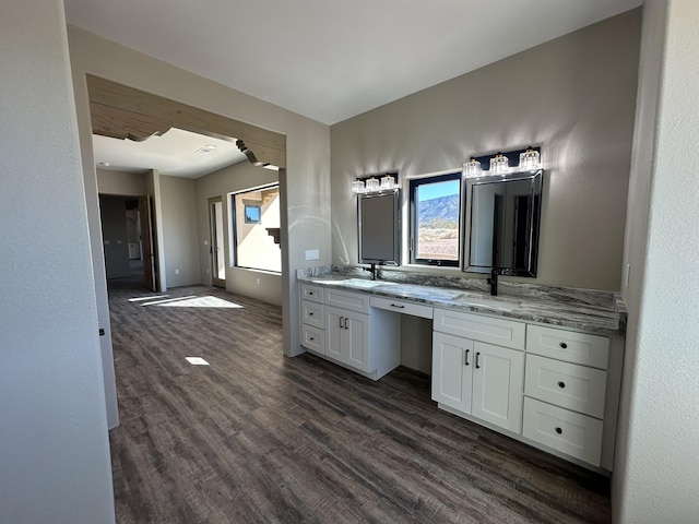 bathroom featuring vanity and wood-type flooring