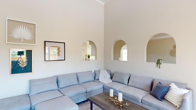 living room with hardwood / wood-style flooring