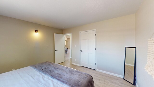 bedroom featuring light hardwood / wood-style floors