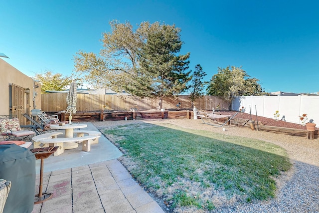 view of yard with a patio area