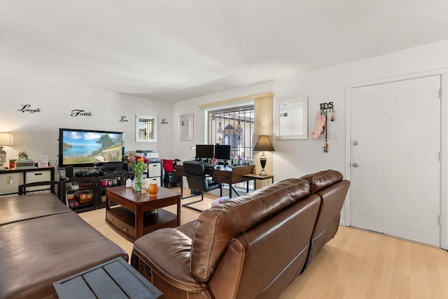 living room with light hardwood / wood-style floors