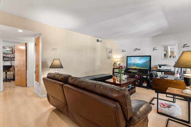 living room with light wood-type flooring