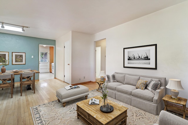 living room with hardwood / wood-style flooring