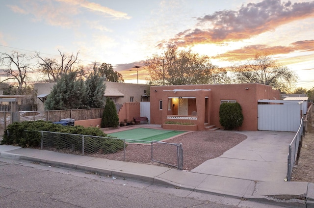 view of pueblo revival-style home