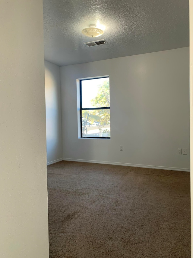 unfurnished room with carpet floors and a textured ceiling