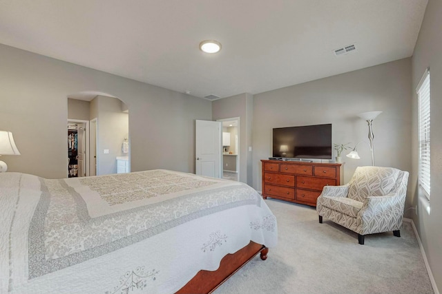 carpeted bedroom featuring a spacious closet and a closet