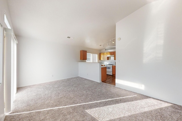 unfurnished living room with carpet floors and a healthy amount of sunlight