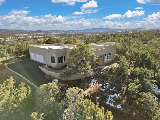 bird's eye view with a mountain view