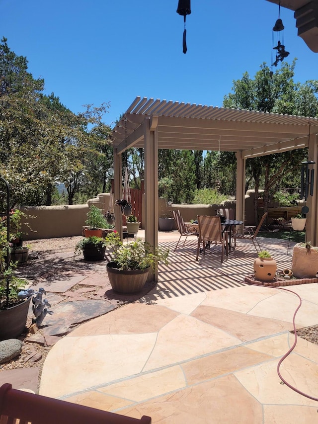 view of patio / terrace featuring a pergola