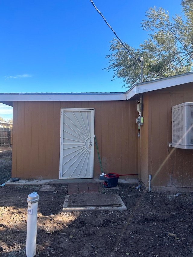 view of outbuilding with central AC