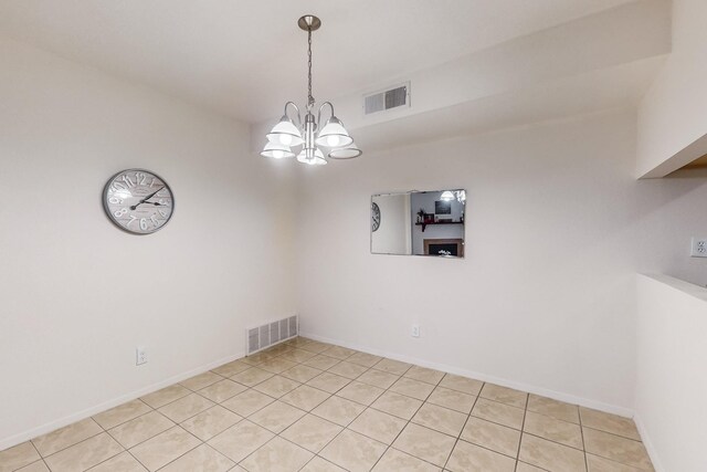 interior space with a chandelier