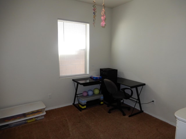 view of carpeted home office