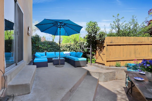 view of patio with an outdoor hangout area