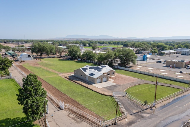 drone / aerial view featuring a mountain view