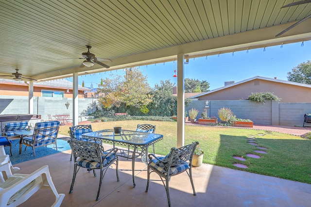 view of patio with ceiling fan