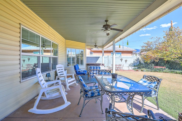 view of patio / terrace with ceiling fan