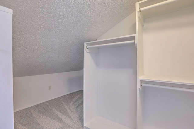 spacious closet with carpet and lofted ceiling