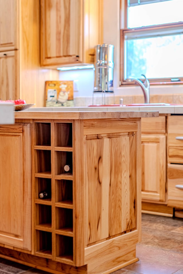 kitchen with light brown cabinets