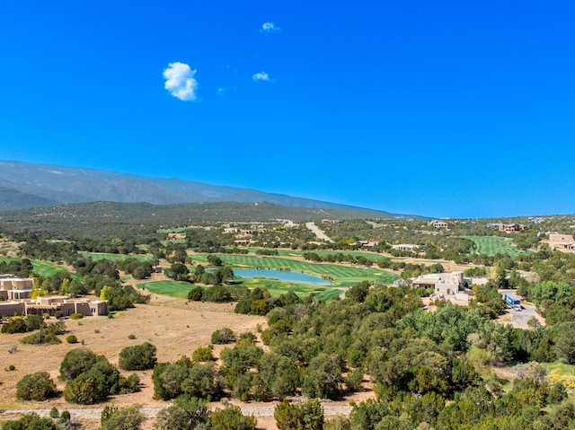 bird's eye view featuring a water and mountain view