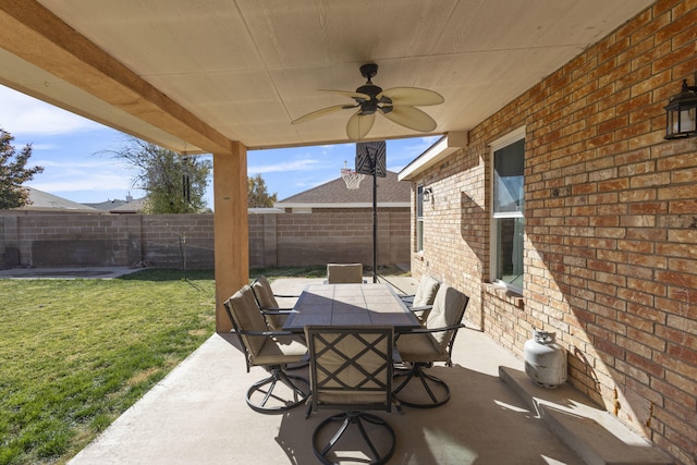 view of patio with ceiling fan