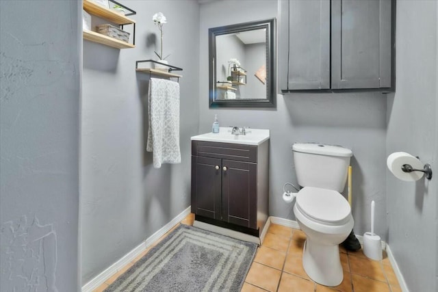 bathroom featuring tile patterned flooring, vanity, and toilet