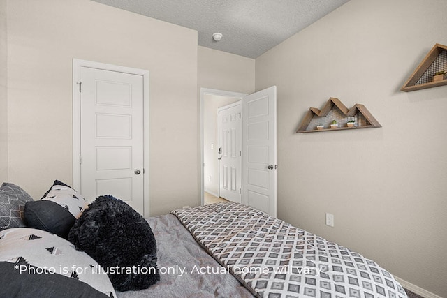 bedroom with a textured ceiling