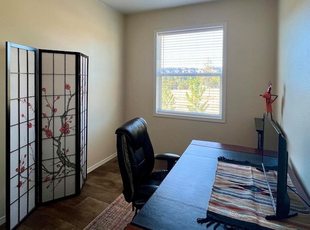 office featuring dark hardwood / wood-style floors