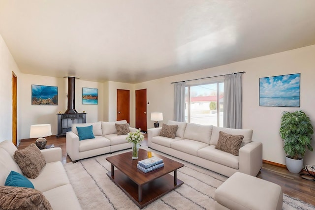 living room with light hardwood / wood-style floors