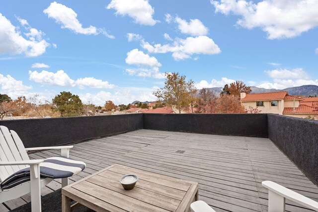 deck with a mountain view