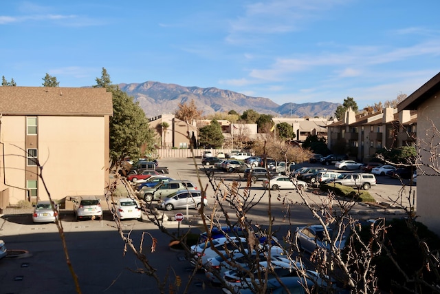 exterior space featuring a mountain view