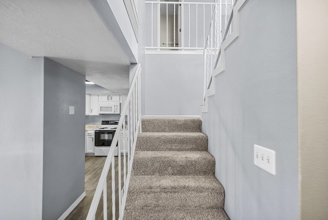 staircase featuring hardwood / wood-style floors