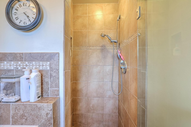 bathroom with a tile shower