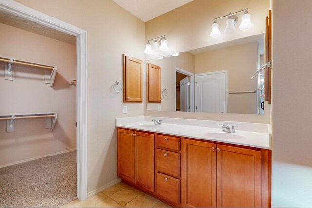 bathroom featuring tile patterned floors and a shower with door